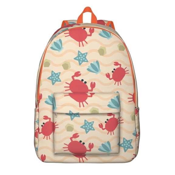Tropical Crab Watercolor Pattern Travel Backpack Durable Oxford Material Backpack with Nautical Crab and Marine Beach Print Comfortable Carrying Anti-theft Multifunctional Features for Daily Use and T