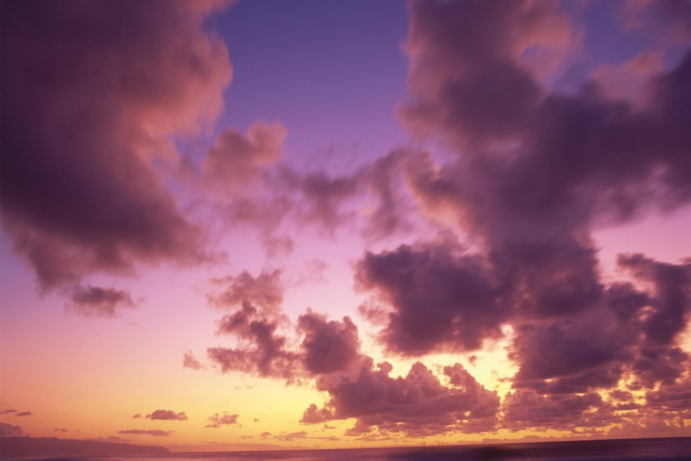 Tropical Cumulus PinkOrange Clouds At Sunset Over Ocean A35C Canvas Art - Vince Cavataio Design Pics (19 x 12)