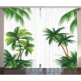 thumbnail image 1 of Ambesonne Tropic Curtains 2 Panel Set, Coconut Palm Tree Plants, 108" x 108", Hunter Green, 1 of 3