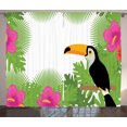 thumbnail image 1 of Ambesonne Tropical Curtains 2 Panel Set, Exotic Plants and Bird, 108" x 63", Lime Green Multicolor, 1 of 3