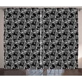 thumbnail image 1 of Tropical Curtains 2 Panels Set, Graphic Bohemian Floral Print with Leaves Inspired by Tropical Forest Nature, Window Drapes for Living Room Bedroom, 108W X 96L Inches, Black and White, by Ambesonne, 1 of 3