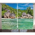 thumbnail image 1 of Ambesonne Tropical Curtains 2 Panel Set, Scenery of Island Tree, 108" x 96", Blue and Fern Green, 1 of 3