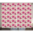thumbnail image 1 of Tropical Curtains 2 Panels Set, Pastel Hibiscus Petals Exotic Bouquets Blooms Paradise Beach Plants, Window Drapes for Living Room Bedroom, 108W X 84L Inches, Magenta Peach Fern Green, by Ambesonne, 1 of 3