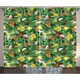 thumbnail image 1 of Ambesonne Tropical Curtains 2 Panel Set, Pineapples Banana Coconut, 108" x 63", Green Brown Yellow, 1 of 3