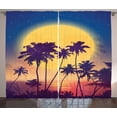 thumbnail image 1 of Ambesonne Tropical Curtains 2 Panel Set, Retro Moon Rise Palms, 108" x 96", Multicolor, 1 of 3