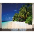 thumbnail image 1 of Ambesonne Beach Curtains 2 Panel Set, Sandy Coastline Surreal, 108" x 90", Lime Green Blue Cream, 1 of 2