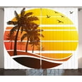 thumbnail image 1 of Ambesonne Tropical Curtains 2 Panel Set, Beach Palm Trees Birds, 108" x 96", Yellow Coral Brown, 1 of 3