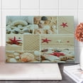 thumbnail image 1 of Tropical Cutting Board, Collage Macro Photos of Seashells Pearls Pebbles and Starfish on Sandy Beach, Decorative Tempered Glass Cutting and Serving Board, in 3 Sizes, by Ambesonne, 1 of 2