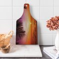 thumbnail image 1 of Tropical Cutting Board, Exotic Sunset Above the Sea Scenery from Coconut Palm Tree Leaf Heaven Picture, Tempered Glass Cutting and Serving Board, Wine Bottle Shape, Pink Orange, by Ambesonne, 1 of 1