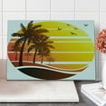 thumbnail image 1 of Tropical Cutting Board, Sunset at Exotic Beach with Palm Trees Birds Summer Vacation Theme Pattern, Decorative Tempered Glass Cutting and Serving Board, Large Size, Yellow Coral Brown, by Ambesonne, 1 of 5