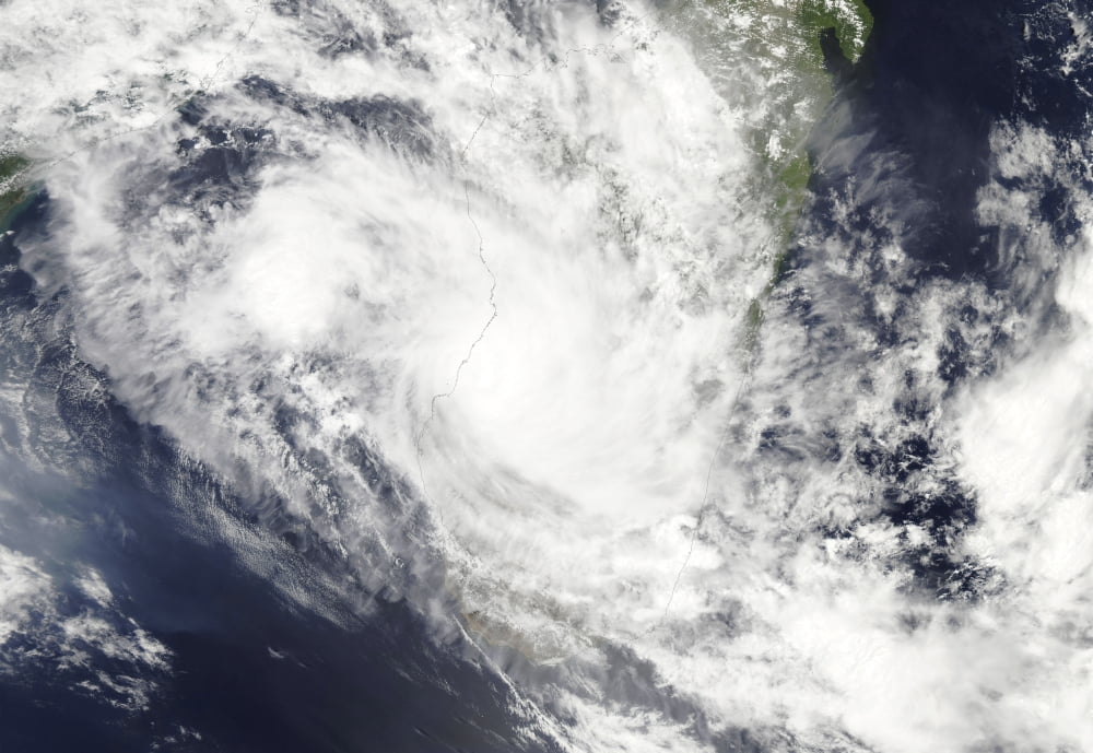 Tropical Cyclone Fami hovers over Madagascar and the Mozambique Channel Canvas Art - Stocktrek Images (34 x 24)