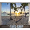 thumbnail image 1 of Ambesonne Tropical Curtains 2 Panel Set, Paradise Beach Palms, 108" x 84", Multicolor, 1 of 3