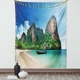 thumbnail image 1 of Tropical Decor Wall Hanging Tapestry, Railay Beach in Krabi Thailand Small Boat Crystal Water Rock Cliff Tropical Landscape, Bedroom Living Room Dorm Accessories, 40 X 60 Inches, by Ambesonne, 1 of 5