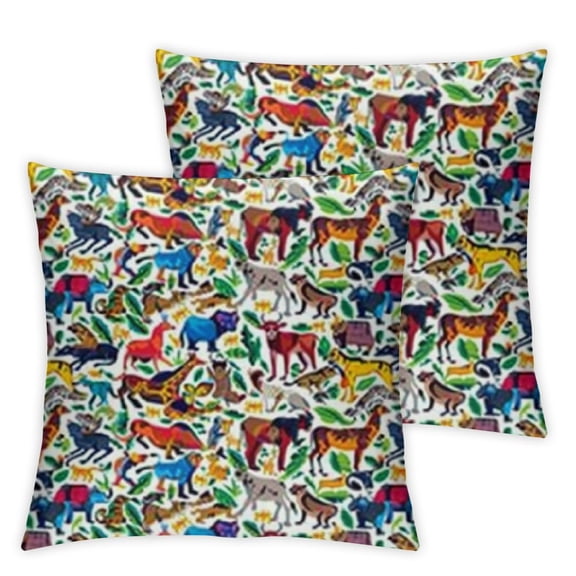 Tropical Decorative Throw Pillow Case , Animals from Exotic South America Armadillo Sloth Anteater Capybara Seal Toucan, Cushion Cover for Couch Living Room Car, Multicolor