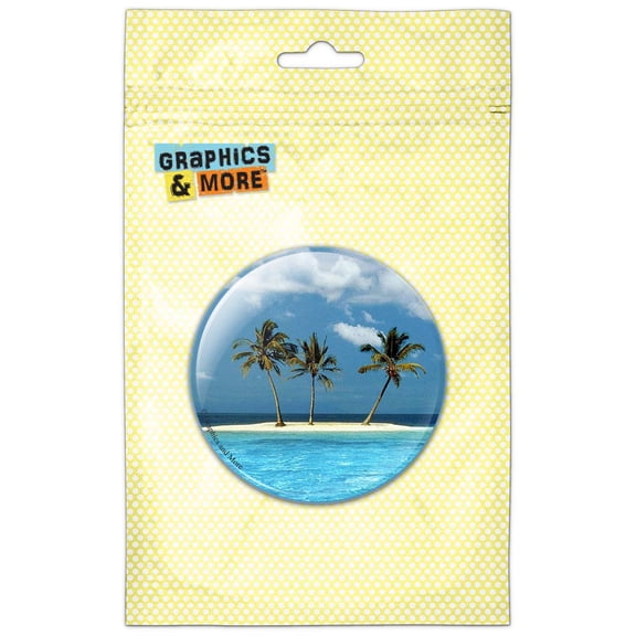 Tropical Deserted Island Beach Ocean Refrigerator Button Magnet