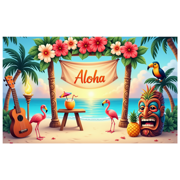 Tropical Design Aloha Banner Floral Decorative Luau Beach Party Flamingo Backdrop for Summer Event Tropical Gathering Outdoor Decoration