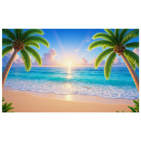 Tropical Design Beach Banner Summer Ocean Scene Vacation Party Backdrop for Beach Party Holiday Event Decoration