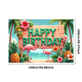 thumbnail image 1 of Tropical Design Birthday Banner Colorful Decoration Party Backdrop Floral Elements Flamingo Background for Birthday Celebration Kids Event Indoor Party, 1 of 8