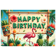 thumbnail image 1 of Tropical Design Birthday Banner Colorful Decoration Party Backdrop Floral Elements Flamingo Background for Birthday Celebration Kids Event Indoor Party, 1 of 6