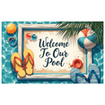 thumbnail image 1 of Tropical Design Pool Party Banner Summer Decoration Striped Background Welcome Sign for Poolside Beach Party Outdoor Event, 1 of 7