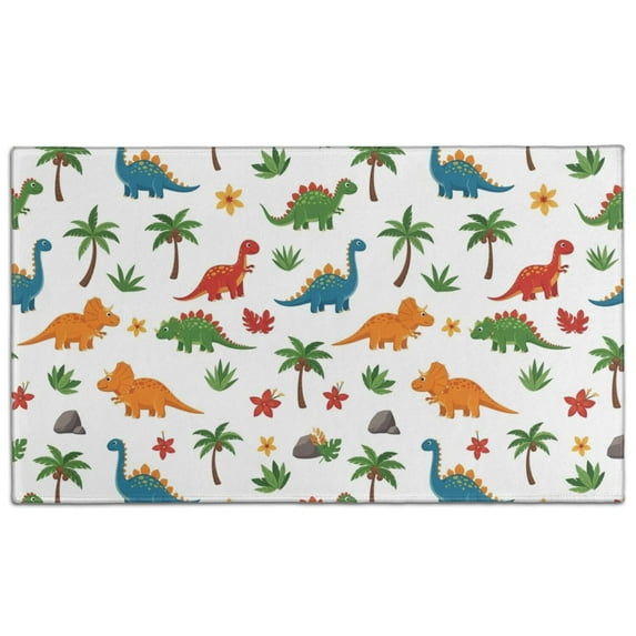 Tropical Dinosaur Pattern Door Rugs,Washable Non Slip Door Mats Indoor,Decorative Door Mats,Entry Mat Indoor for Entrance,Bedroom,Kitchen,Bathroom,17"x30"