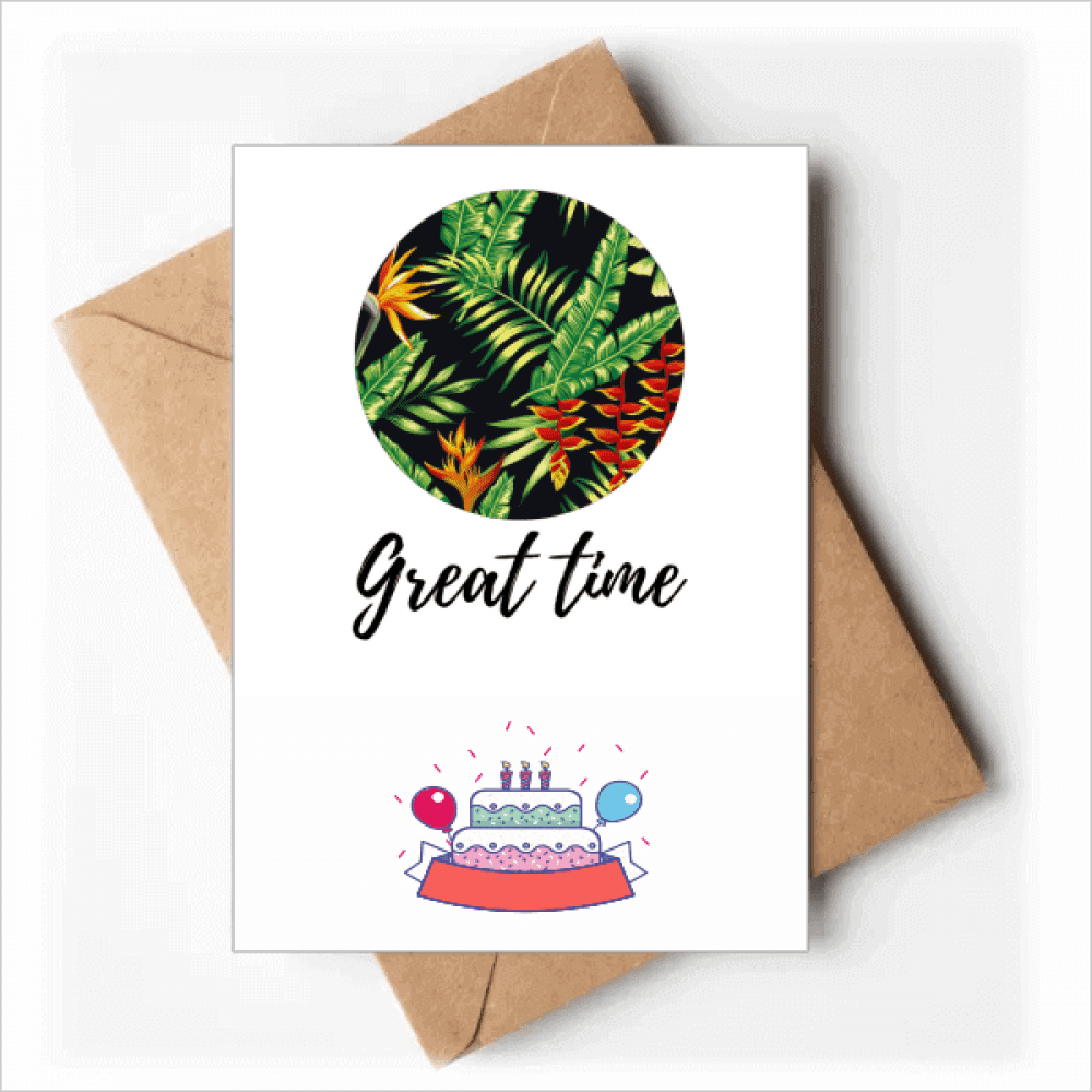 Tropical Drawing Art Happy Birthday Greeting Cards Envelopes Blank