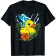 thumbnail image 1 of Tropical Ducky Hibiscus Flowers Duckie Cute Rubber Duck T-Shirt, 1 of 5