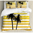thumbnail image 1 of Tropical Duvet Cover Set, Coconut Palm Trees on Horizontal Tiled Background Summer Holiday Graphic, Decorative 3 Piece Bedding Set with 2 Pillow Shams, Calking Size, Apricot Yellow Black, by Ambesonne, 1 of 3