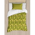 thumbnail image 1 of Tropical Duvet Cover Set, Energetic Print of Exotic Leaves and Branches, Decorative 2 Piece Bedding Set with 1 Pillow Shams, Twin Size, Yellow Olive Green, by Ambesonne, 1 of 3