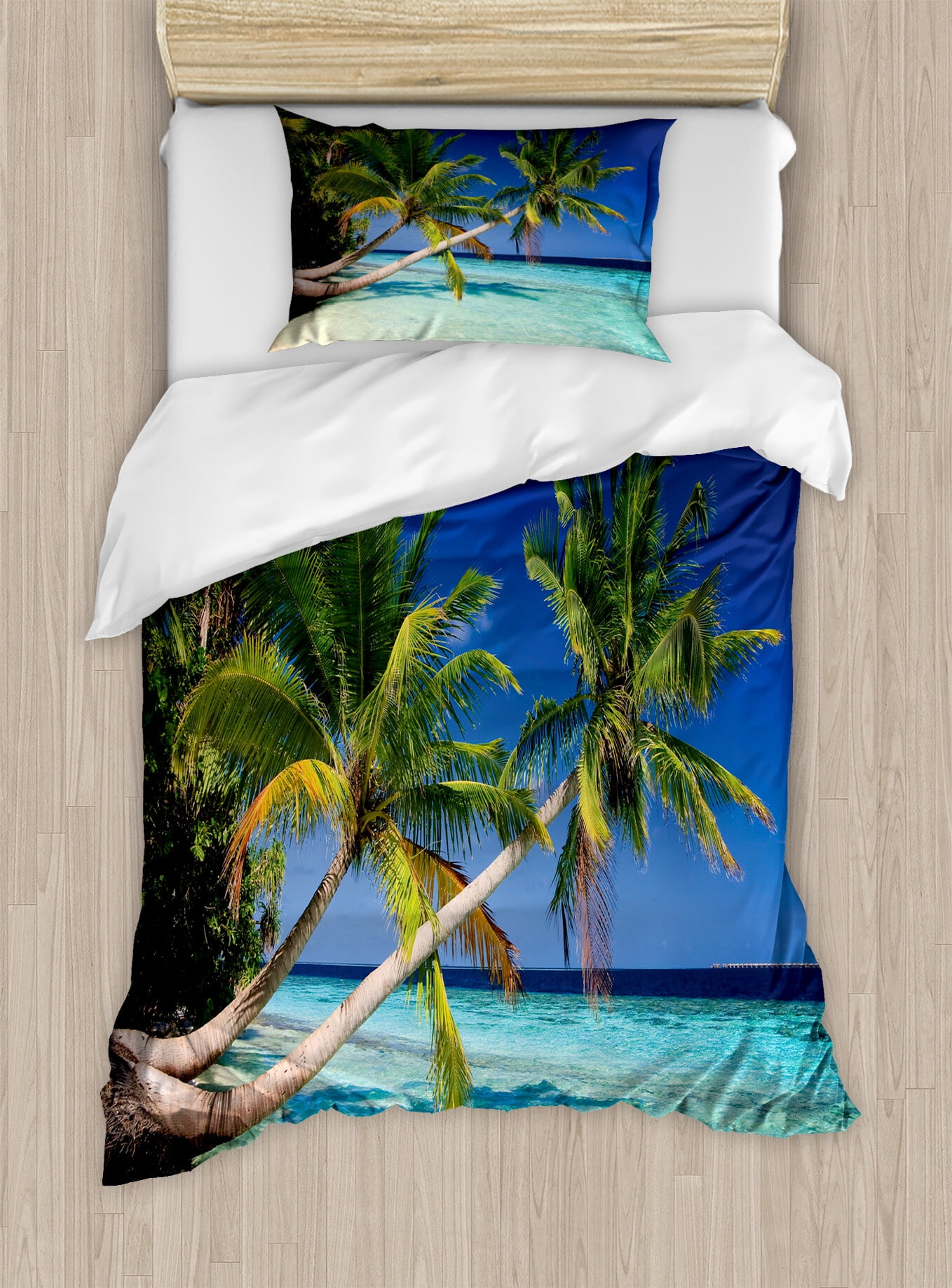 Tropical Paradise Twin Duvet Cover Set with Pillow Sham