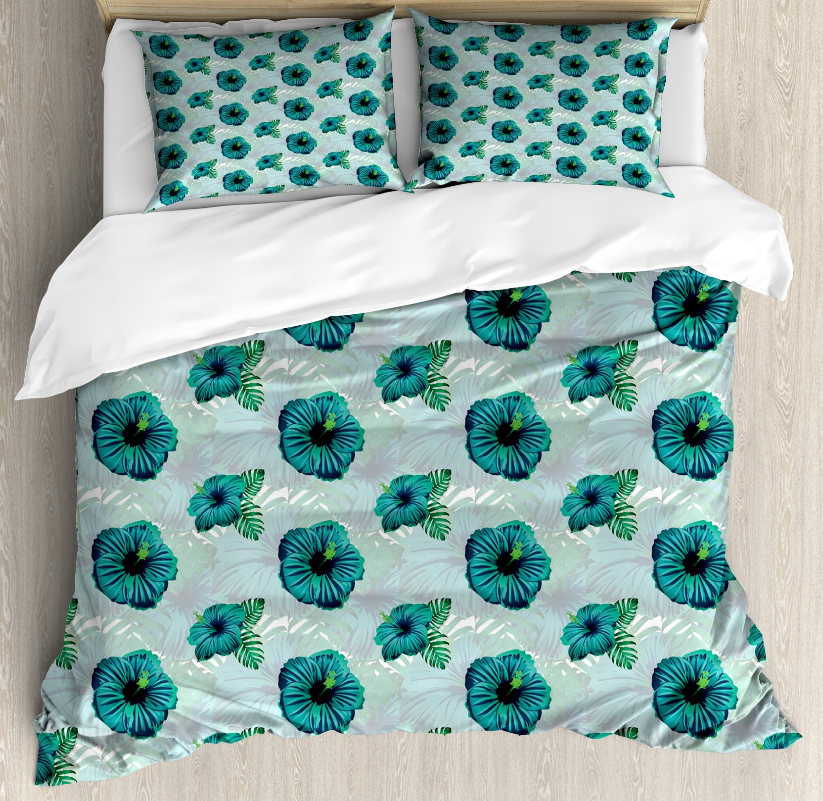 Tropical Flamingo Hawaiian Floral Pattern Print Duvet Cover Bedding Set