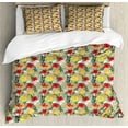 thumbnail image 1 of Tropical Duvet Cover Set, Jungle Blossoms Hibiscus with Birds and Butterflies Branches Forest Fragrance, Decorative 3 Piece Bedding Set with 2 Pillow Shams, Queen Size, Multicolor, by Ambesonne, 1 of 2