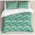 thumbnail image 1 of Tropical Duvet Cover Set King Size, Watercolor Hawaiian Foliage Composition Fern and Monstera Leaves Exotic Nature, Decorative 3 Piece Bedding Set with 2 Pillow Shams, Multicolor, by Ambesonne, 1 of 3