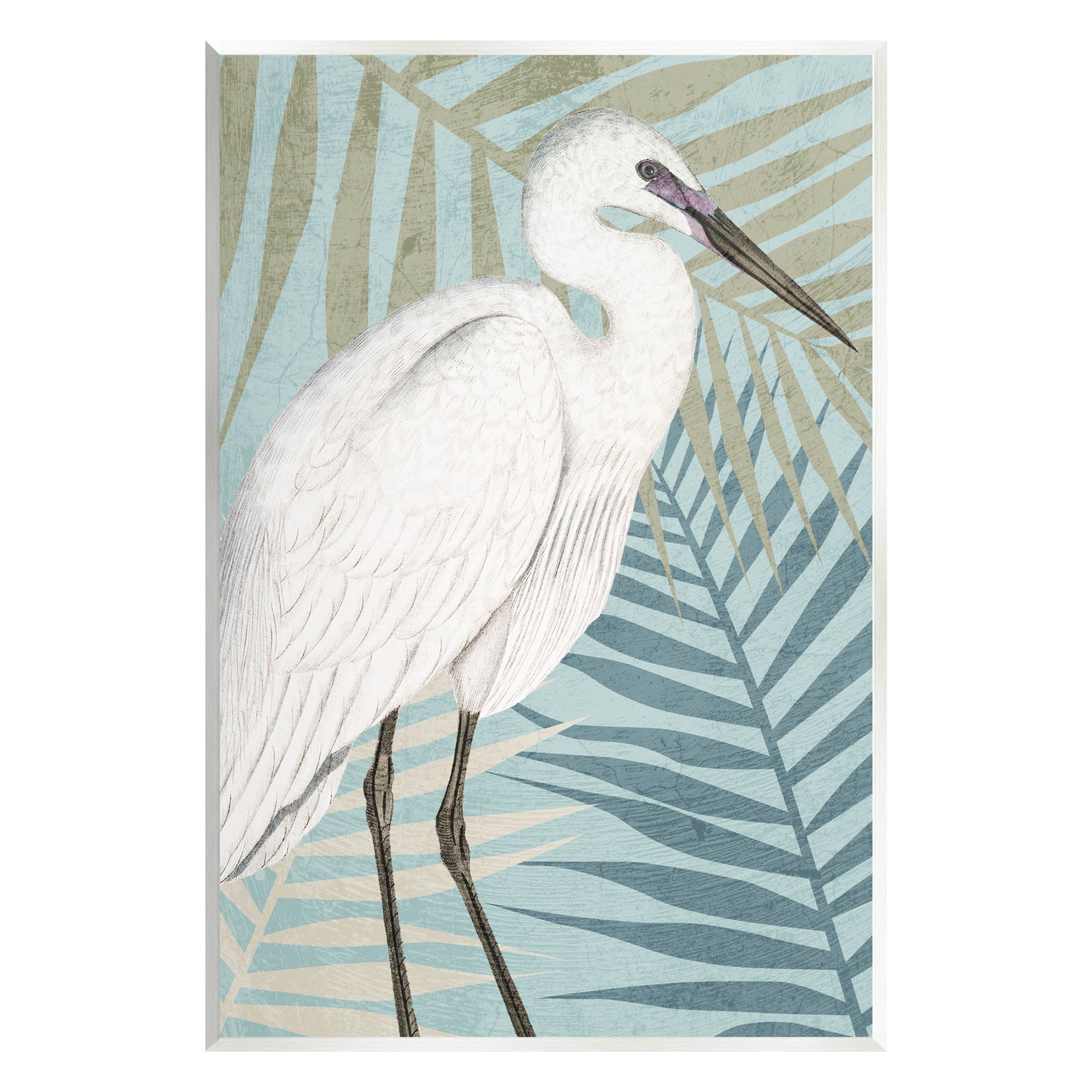 Tropical Egret Botanical Leaves Animals & Insects Graphic Art Unframed Art Print Wall Art