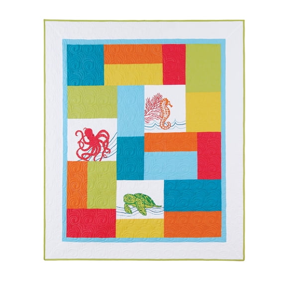Tropical Escape Patchwork Cotton Blend Quilted Accent Throw Blanket 50" x 60"