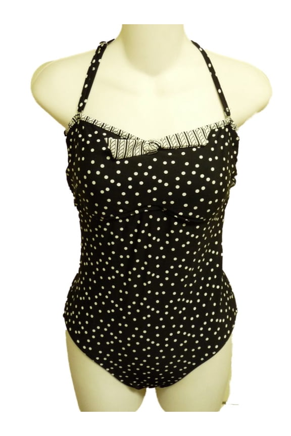 Women Black White Polka Dot Halter Swim Suit Swimming Bathing 8