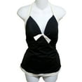 thumbnail image 1 of Tropical Escape Womens Black Ivory Halter 1 Piece Swimsuit Tankini Swim Dress 18, 1 of 2