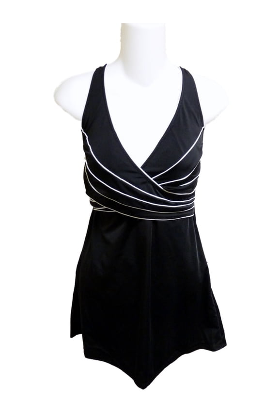Womens Black & White 1 Piece Swimsuit Swim Dress Size 6