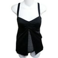 thumbnail image 1 of Tropical Escape Womens Black & White Stripe1 Piece Swimsuit Swim Dress Size 6, 1 of 2