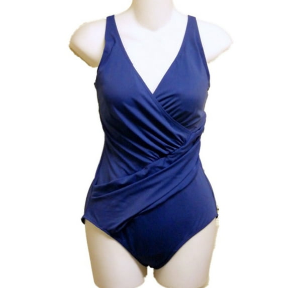 Tropical Escape Womens Blue 1 Piece Asymetric Swimsuit Swim Suit Bathing Suit 8