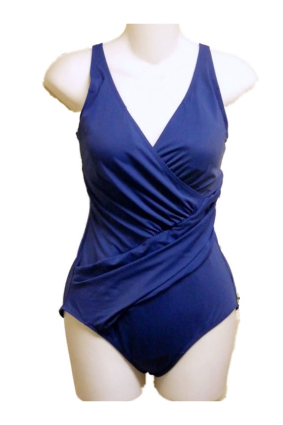 Womens Blue 1 Piece Asymetric Swimsuit Swim Suit Bathing Suit 8