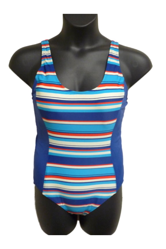 Womens Blue Stripe 1 Piece Swimsuit Swim Suit Bathing Suit 14