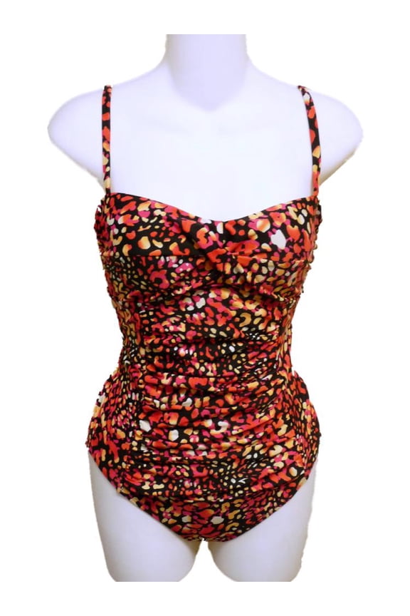 Womens Pink & Black Leopard Print 1 Piece Swimsuit Swim Suit 6