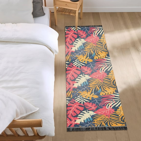 Tropical Exotic Leaves Runner Area Rug 2x6 Soft Non-Slip Washable Bedside Carpet for Hallway Bedroom Living Room Home Decor