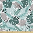 thumbnail image 1 of Ambesonne Tropical Fabric by the Yard Upholstery, Abstract Island Leaves, 2 Yards, Mint Green Dust and White, 1 of 5