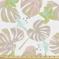 thumbnail image 1 of Tropical Fabric by the Yard, Composition of Island Leaves in Pastel Tones, Decorative Upholstery Fabric for Sofas and Home Accents, White Pale Salmon Khaki by Ambesonne, 1 of 5