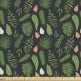 thumbnail image 1 of Tropical Fabric by the Yard, Exotic Pattern of Various Jungle Leaves and Flowers, Decorative Upholstery Fabric for Chairs & Home Accents, Charcoal Grey Salmon by Ambesonne, 1 of 5