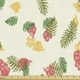 thumbnail image 1 of Tropical Fabric by the Yard, Hawaiian Exotic Botany Pattern with Hibiscus Petals and Leaves Repetition, Decorative Upholstery Fabric for Sofas and Home Accents, Ivory Multicolor by Ambesonne, 1 of 5