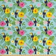 thumbnail image 1 of Tropical Fabric by the Yard, Hibiscus Plumeria Toucan Bird Monstera Banana Leaves Rhythmic Pattern, Upholstery Fabric for Dining Chairs Home Decor Accents, Pale Blue Multicolor by Ambesonne, 1 of 4