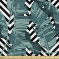 thumbnail image 1 of Ambesonne Tropical Fabric by the Yard Upholstery, Rainforest Foliage Striped, 1 Yard, Teal Grey, 1 of 5